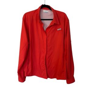 Columbia Women’s Long Sleeve Front Button Up Deep Coral Fishing Shirt Sz 2X GUC